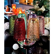Set of 6 IRRIS 425ml Lead-free Crystal Tall Glass Cups, Includes 360 Degree Rotating Tray