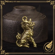 Tượng Đồng Mini Móc Khóa Decor Phong Thủy Trang Trí Kỳ Lân Một Sừng Đồng Thau Nguyên Chất - Đồ Đồng