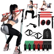 LADER Pilates Bar Kit with Resistance Bands, Fitness Bar with Ab Roller for Abs Workout, Adjustable