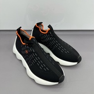 Hermes 愛馬仕Eclair黑色一腳蹬運動鞋，橙邊設計，波浪底超顯高。 36碼