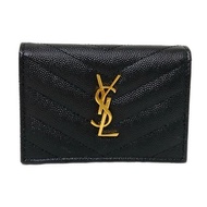 Yves Saint Laurent YSL Paris Laula Business Card Holder leather black Direct from Japan Secondhand