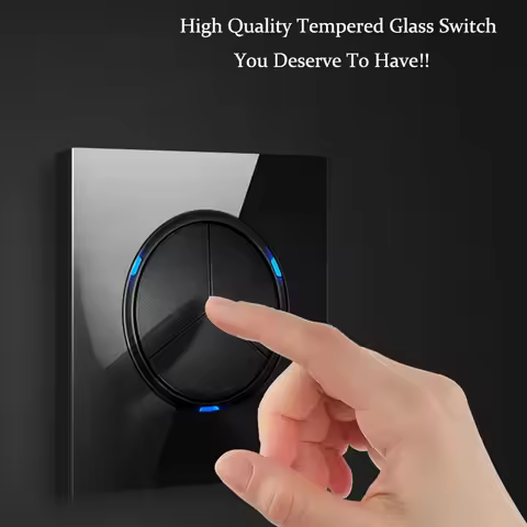 1 2 3 4 Gang 1 Way 2Way Wall Switch Household Black Tempered Glass Mirror Panel EU US UK France Sock