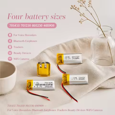 New 701435 701230 801230 400909 Li-Po Battery For Voice Recorder Bluetooth Earphone Tracker Beauty D