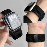 สายนาฬิกาไนลอนถักสีดำยืดหยุ่นสองด้านแบบโปร่ง เข้ากันได้กับ Apple Watch 38/40/41/42/44/45/46/49mm/Ult
