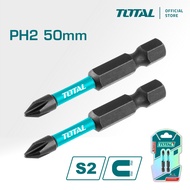 TOTAL Impact Screwdriver Bits PH2 S2 Industrial Steel (50mm/2Pcs), (60mm/2PCs) TACIM71PH250/TACIM72P