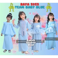 [2y - 13y] Raya 2023 BABY BLUE / SKY BLUE Girl Kurung Peplum - ( Baju Kurung Peplum Moden Budak Perempuan Biru Muda )