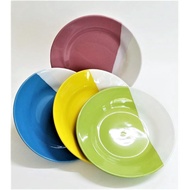 Piring Makan Keramik Motif Kembang Ukuran 21Cm - Piring Putih - Piring Rumah Makan - Piring Jadul