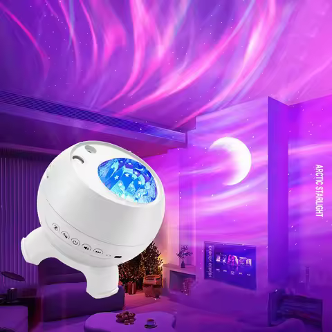 2023 Holiday Gifts Aurora Northern Lamp Ambient Projector Light Bedroom Wireless Ocean Wave Star Moo