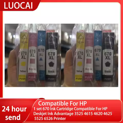 1 set 670 Ink Cartridge Compatible For HP Deskjet Ink Advantage 3525 4615 4620 4625 5525 6526 Printe