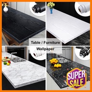 [Wood &amp; Marble🔥] Table Top Countertop Wallpaper Sticker Furniture Kitchen Cabinet Waterproof PVC Meja Wallpaper Sticker