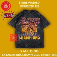 Kaos Basket Oversized Stonewashed Lakers Championship Caricature 2020