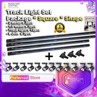 Track light Led With Rail Track [ Set "Square" 口 Shape ]12w Led Track Light / Lampu Track Led dengan