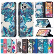 [Woo Fashion Case] กระเป๋าสตางค์หนังพิมพ์ลายสีสำหรับ iPhone 7 8 Plus 11 12 Pro Max Mini X XR XS สำหรับ SE2020