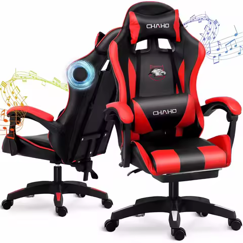 Gaming Chair, Ergonomic Office Gaming Chair Computer Racing Chair with Footrest Lumbar Support Headr