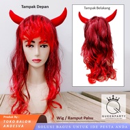 Devil wig / devil wig / Long wig / devil horn wig / Halloween wig