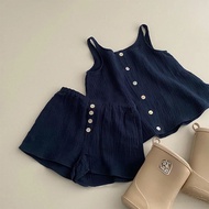 1-6 Years Old Girl Set Navy Sleeveless Vest Shorts Two-piece Set Sisters Outfit Summer Fashion Kids 