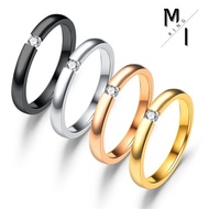 3mm Drill fashion Korean 316 steel diamond ring couple ring murah cincin Couple Hadiah Sayang Jewelr