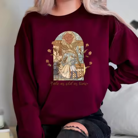 Vintage Tale As Old As Time Sweatshirt Retro Beauty Shirt Aesthetic Princess Pullover Streetwear Uni