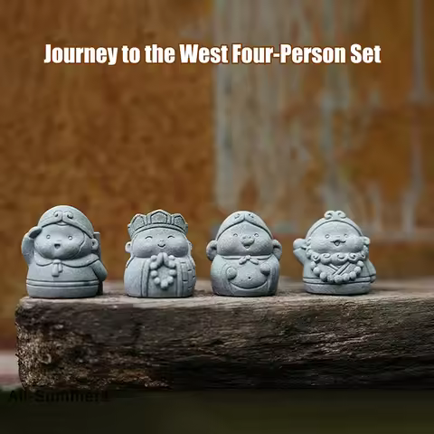 γEγCute Journey To The West Master And Apprentice Four Ornaments Rockery Bonsai Fish Tank Landscapin