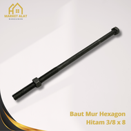 Baut Mur Hexagon Hitam 3/8" x 8" (Kunci 14) / Baut Kasar Panjang 200 mm (20cm)