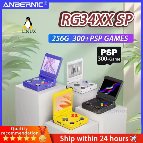 Anbernic RG34XXSP Flip Collapsible Handheld Game Console Linux 64-bit 3.4inch IPS Screen WIFI Retro 