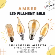 LEDLAND 4W 6W 8W LED Edison Bulb Amber ST64 A60 C35 E27 E14 Energy Saving Light LED Candle Bulb Fila