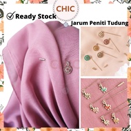 CHICMART Jarum Peniti Tudung Muslim Dengan Penutup (With Zirconia) Kerongsang Pin Tudung Fashion Saf