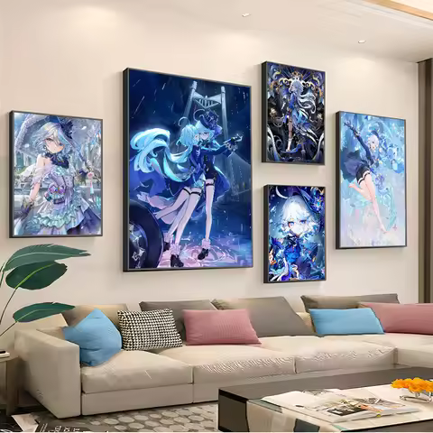1pc Game Genshin Impact Accounts Furina De Fontaine Poster Stickers Art Wall Murals Decor Game