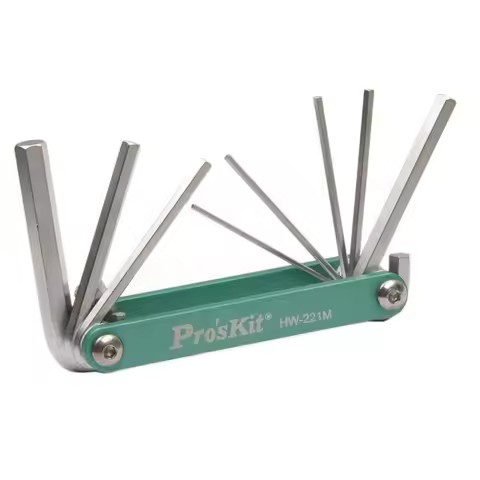Pro'sKit 8PCS Aluminum Alloy Case Folding Hex Key (1.5,2,2.5,3,4,5,6,8MM) Allen Wrench Set HW-221M H