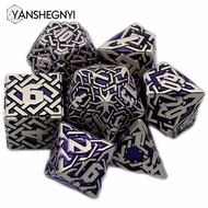 YANSHEGNYI 2023 Dadu Logam 7PCs Dnd Set Dadu D&D Polihedral Pepejal DND Untuk Permainan Peranan Perm