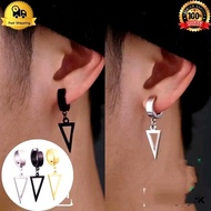 Anting Pria stainless steel jurai segitiga ala K POP jepit dan tusuk