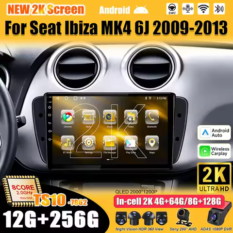For Seat Ibiza MK4 6J 2009-2013 Car Android 16 Car Radio Multimedia Video Player Carplay Touch Scree
