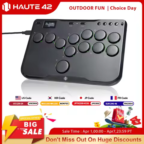 Haute42 Arcade Joystick Mini Hitbox Leverless Arcade Controller For PC/PS4/PS5/Switch Leverless Arca