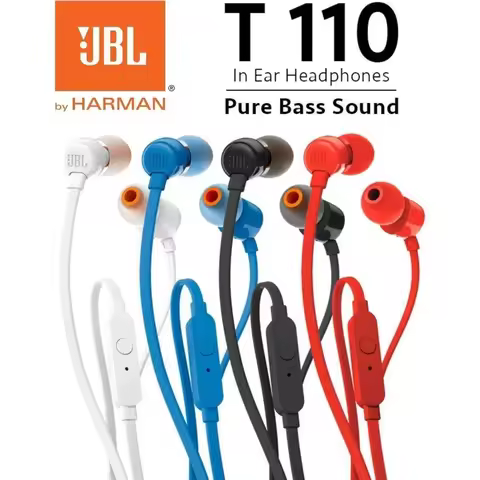 Genuine JBL T110 Wired Headphones In-Ear Earbuds With Remote Mic Heavy Bass Clear Sound For Phones D