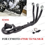 Slip On For CFMOTO 675SRR 675SR 675NK 675SS 2024 2025 Motorcycle Exhaust Escape 51MM Front Link Pipe