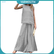 YYR_ Women Two Piece Set 2-piece Set Women’s Summer 2-piece Set Tank Top Wide Leg Linen Cotton Pants