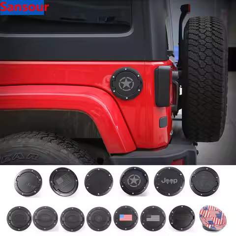 Sansour Tank Covers for Jeep Wrangler JK 2007-2017 Car oil Cap Fuel Tank Cap Cover for Jeep Wrangler