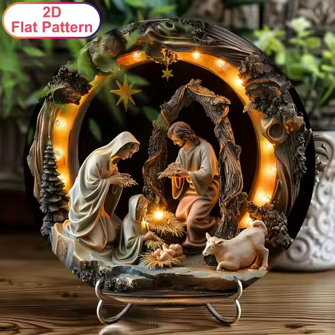 2D Flat Acrylic Festive Home Decor Wall Hanging Jesus Nativity Scene Hanging Decor Boho Style Religi