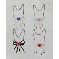 Gothic Bow Heart Necklace – Statement Necklace Handmade