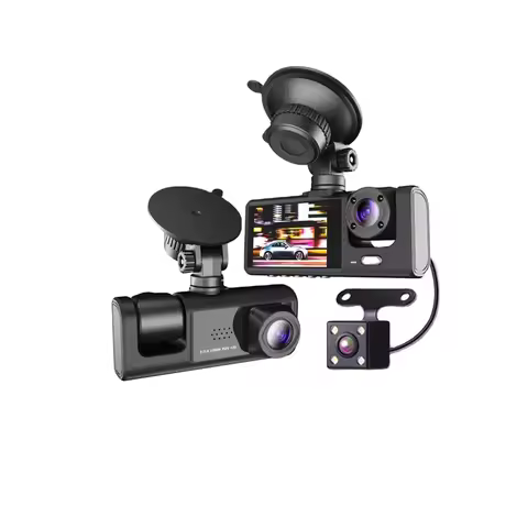 HONGTONG 3 Ch HD Dash Cam for Car 1080P Front and Rear Camera Motion Detection 24H Parking Monitor 1