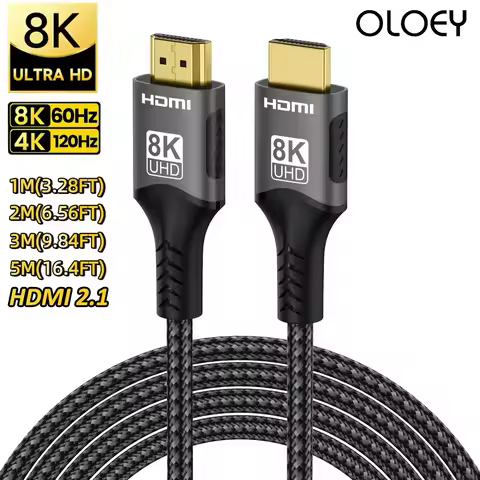 8K HDMI-Compatible 2.1 Cable 8K@60Hz 4K@120Hz 48Gbps Cable Certified-HDR10 3D eARC VRR High Speed Co