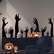 JarThenaAMCS 9 Sheets Halloween Wall Stickers Black Hand Wall Decals Room Mural Stickers for Home Cl