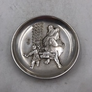 Vintage White Copper Silver-Plated Plate Lao Tzu West Out Letter Valley Guan Copper Plate Educator C