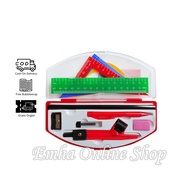 Jangka Busur Derajat 10 Pcs Set Compass Rautan Mekanikal Pensil Penggaris  Penghapus Matematika Fisi