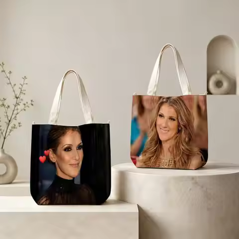 C-C-Celine D-Dion-Canada-Singer Tote Bag for Women Reusable Shopping Tote Bag Zippered Shoulder Bags