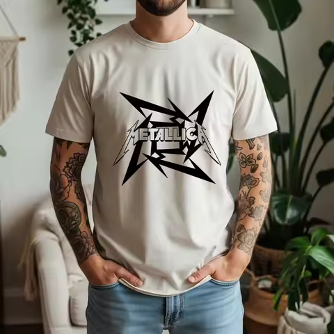 2026 Summer Metallica T-Shirt Metallica Band Heavy Metal Rock Punk Style Oversized Breathable Short 