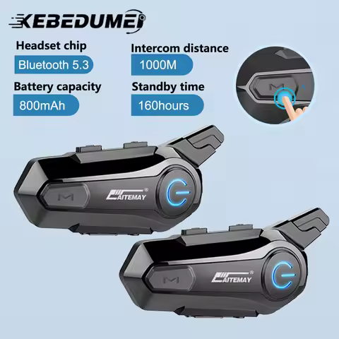 1/2x Bluetooth Motorcycle Helmet Intercom Headsets V5.3 intercomunicador Moto Music Sharing 1000M No
