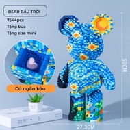 Mô Hình Lắp Ráp Lego Gấu Bearbrick Cá Nhảy Về Phía Mặt Trời Cao 50cm Có Ngăn Kéo & Đèn