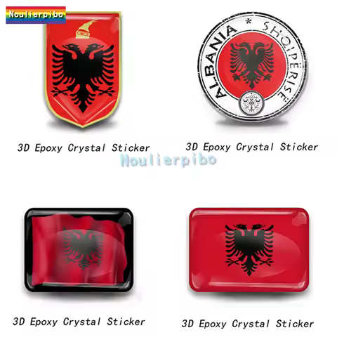 3D Stereo Epoxy Car Dome Sticker Albania Stamp 3D Albania Flag Car Decorative Accessories Laptop Vin