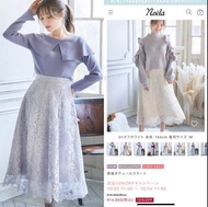 🌈日牌（淺灰/米白）預購 Noela 原14850yen 高質感刺繡 松緊腰 半身裙